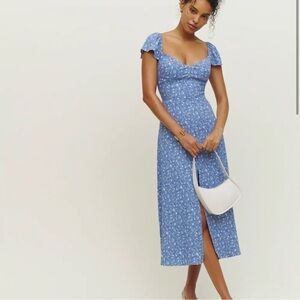 Reformation Baxley Dress in Blue